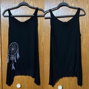 Jayli Black Women's Tank Top with Dreamcatcher Design